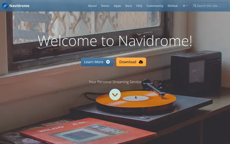 Screenshot of the Navidrome homepage