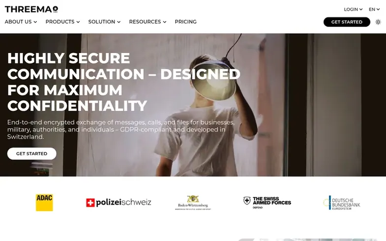 Screenshot of the Threema homepage