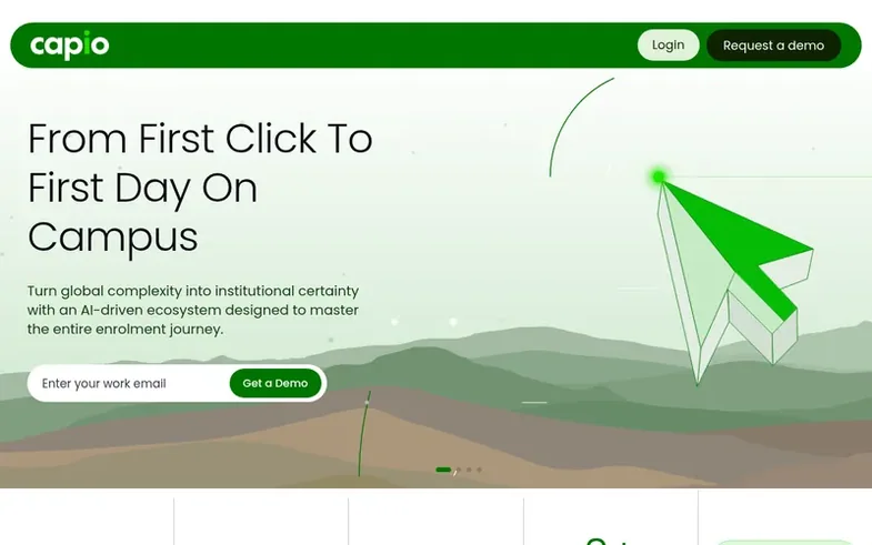 Screenshot of the Capio homepage