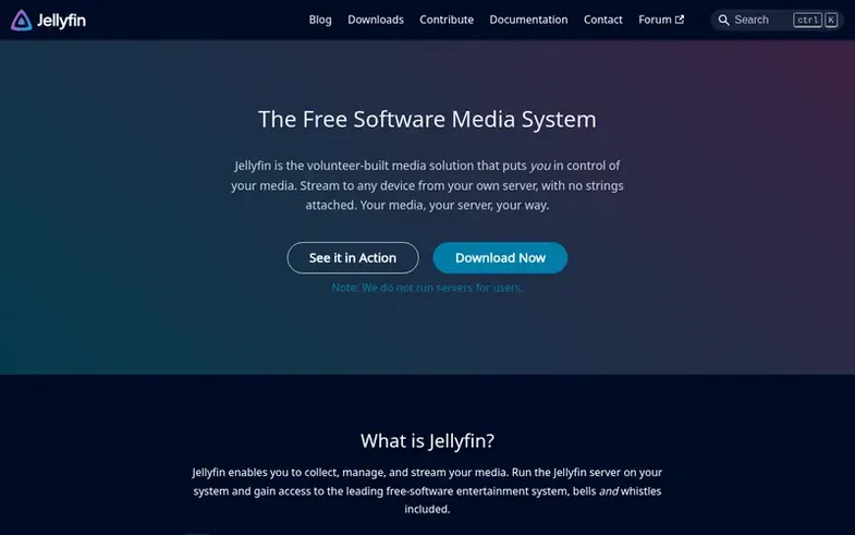 Screenshot of the Jellyfin homepage