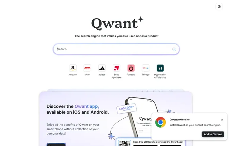 Screenshot of the Qwant homepage
